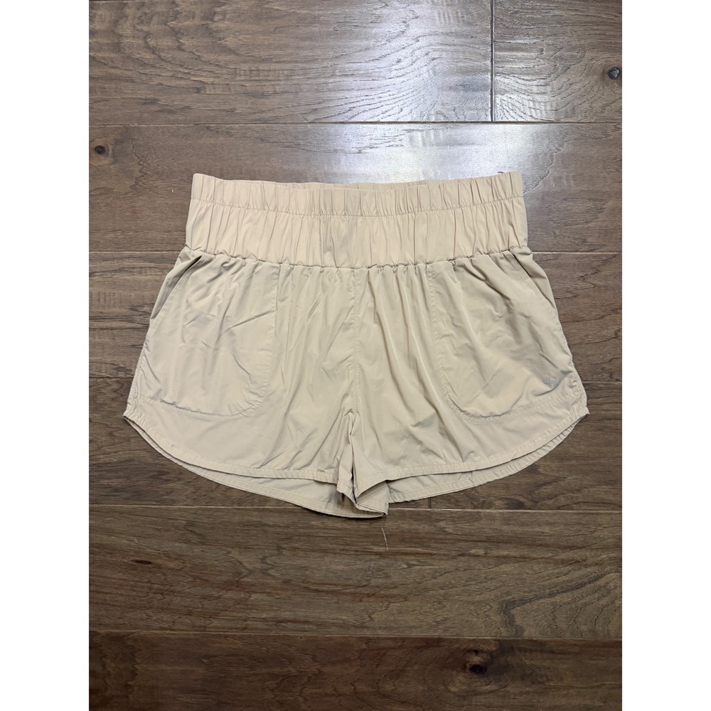 Joy Lab Athletic Shorts Womens Large Tan Solid Smocked Waist Active Workout